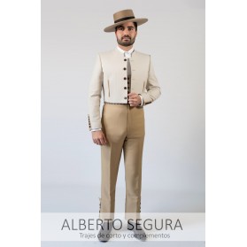 Traje de Corto Pata de Gallo Beige contrastes