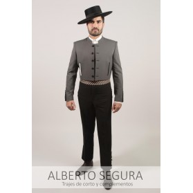 Traje de Corto Gabardina Gris Marengo contrastes