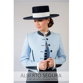 Chaqueta de Corto Señora Vichy Celeste contrastes