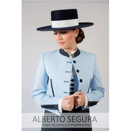 Chaqueta Señora Vichy Celeste contrastes