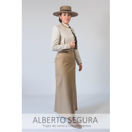 Chaqueta Señora Pata de Gallo Beige contrastes