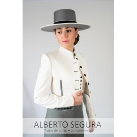 Chaqueta de Corto Señora Sarga Blanco Roto contrastes