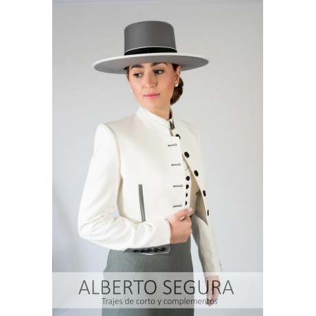 Chaqueta Señora Sarga Blanco Roto contrastes