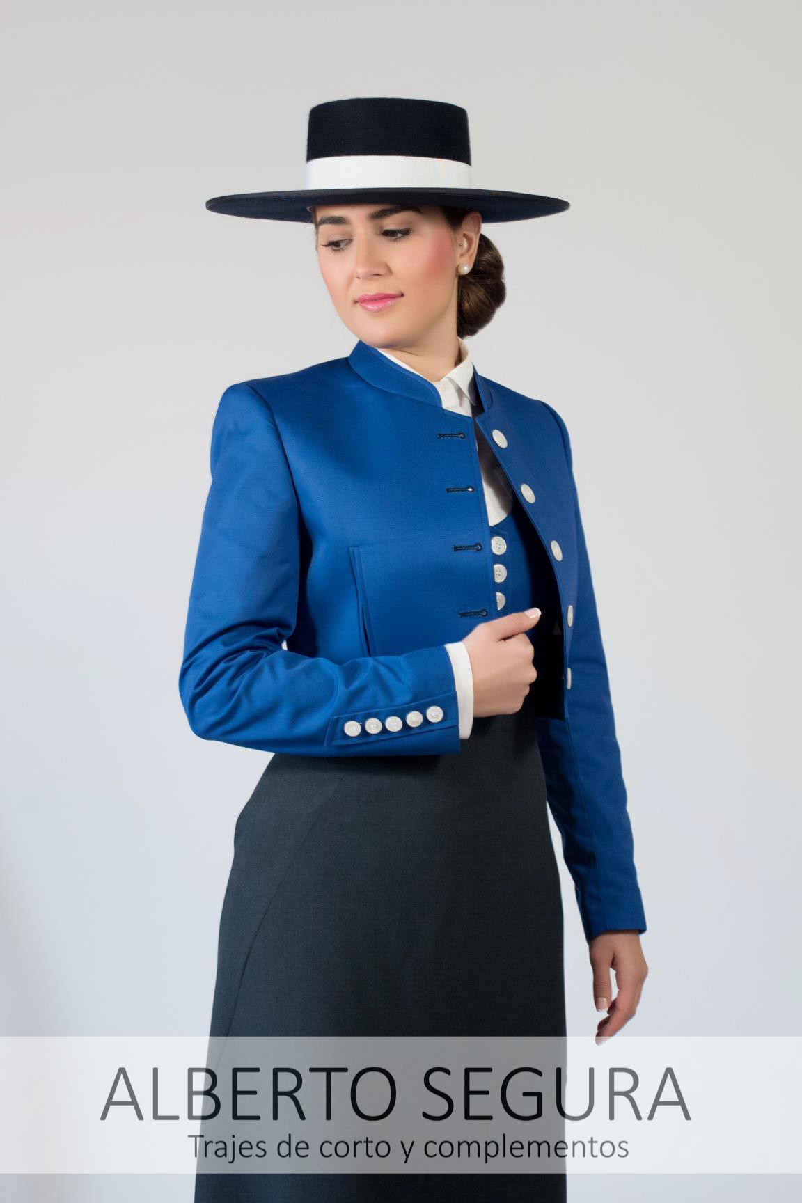 Chaqueta de señora Sarga Azul Eléctrico