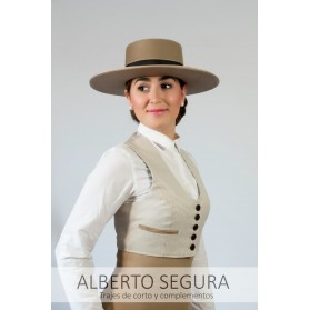 Chaqueta de Corto Señora Pata de Gallo Beige contrastes