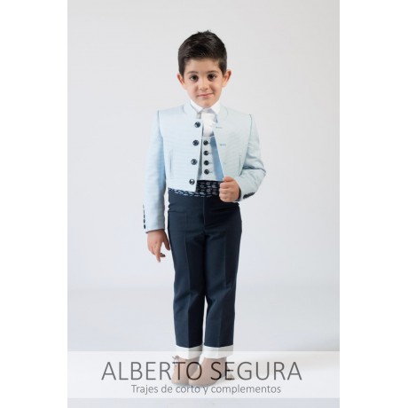 Traje Niño Pata de Gallo Celeste