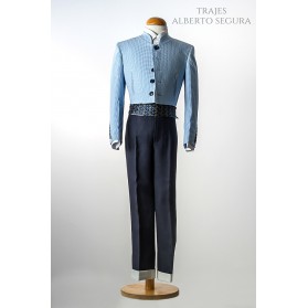 Traje de Corto 500 Rayas Azul